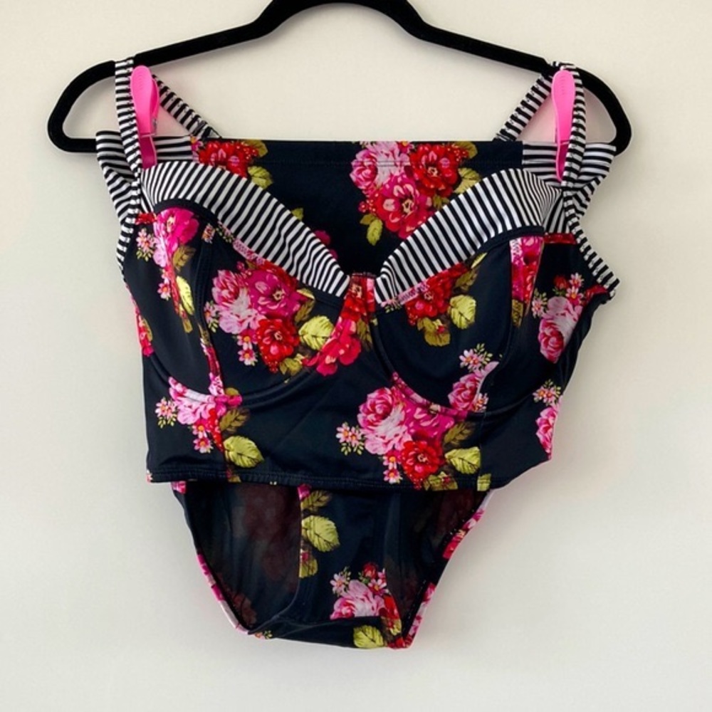 Torrid floral & striped bikini